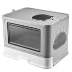 Huole - bac � liti�re pliable en pp pour chat avec couvercle bleu - pot pour chat ferm� / haute qualit� ...