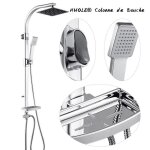Huole�? colonne de douche en alliage daluminium - avec douchette et porte - savon - h 106 cm