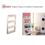 Desserte de cuisine - huole - resserre 4 �tages - plastique blanc - roulettes - 54 x 12 x 102 cm
