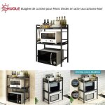 Huole meuble � �pices de cuisine / rangement pour micro ondes en acier au carbone noir 40 / 64 x 365 ...