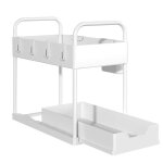 Huole - panier de rangement coulissant � 2 niveaux en abs pour la salle de bains et la cuisine blanc ...