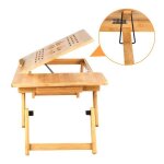 Plateau de lit pliable huole - bambou - 66 * 35 * 30cm - bureau dordinateur multifonctionnel - rangement ...