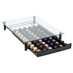 Huole - porte - capsules de caf� verre transparent � tiroir de rangement en m�tal 60 pcs distributeur ...