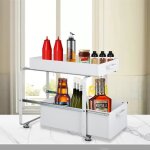 Rangement sous �vier - huole - 2 niveaux - acier au carbone - blanc - 40x25. 5x39. 5cm