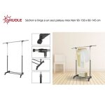Huole s�choir � linge � un seul poteau inox r�glable en hauteur et en largeur noir 90 - 158 x 80 - 145 ...