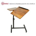 Huole table dappoint de lit � roulettes inclinable panneau de densit� + acier cerise jaune 60 x 345 x ...