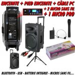 Ibiza port 12 vhf bt + pied + c�ble pc + 2 micros sans fil + 1 micro dj