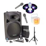 Ibiza port 15 vhf bt + pied + c�ble pc + housse + 2 micros sans fil + 2 micros filaires + 2 jeux de lumi�re ...