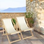 Idmarket lot de 2 chaises longues pliantes chilienne bois toile �crue