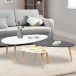 Idmarket lot de 3 tables basses gigognes gigi laqu�es blanc / gris / motifs graphiques