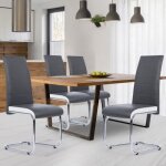 Idmarket lot de 4 chaises mia grises liser� blanc pour salle � manger