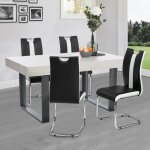 Idmarket lot de 4 chaises pia noires et blanches pour salle � manger