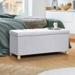 Idmarket banc coffre rangement sur pied 100 cm tissu gris clair