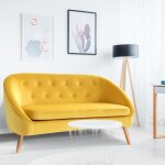 Idmarket canap� banquette sonia en velours jaune