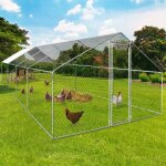 Idmarket enclos poulailler 24 m� parc grillag� 8x3 m acier galvanis�