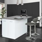 Idmarket ilot central ivo 100 cm blanc avec plan de travail effet b�ton