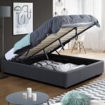 Idmarket lit coffre double miami avec sommier 160 x 200 cm pvc gris