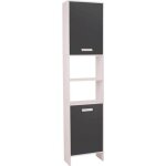 Idmarket meuble colonne salle de bain design lea en bois blanc portes grises