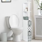 Idmarket meuble wc �tag�re bois willy 3 portes blanc et motif carreaux de ciment gris