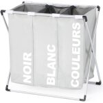 Idmarket panier � linge 3 compartiments pliable gris