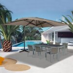 Idmarket parasol d�port� inclinable rotatif 360 calvi taupe 3x4 m avec housse