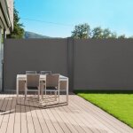 Idmarket paravent ext�rieur r�tractable double 160 x 800 cm gris anthracite store lat�ral