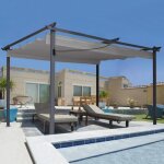 Idmarket pergola toit r�tractable 4 pieds 3x4 m tonnelle taupe