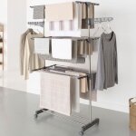 Idmarket s�choir � linge vertical pliable 3 niveaux maxima capacit� 20m inox et gris