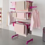 Idmarket s�choir � linge vertical pliable 3 niveaux maxima capacit� 20m inox et rose