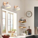 Idegu lot de 2 applique murale industriel r�tro 15cm lampe murale r�glable en bois m�tal spot led plafonnier ...