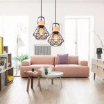 Idegu 2pcs suspension luminaire industrielle 16cm vintage lustre suspension en fer et bois r�tro cage ...