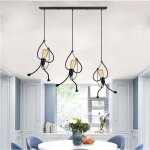 Idegu 3 lampes suspensions luminaires industrielle noirlustre plafonnier vintage en forme humain m�tal ...