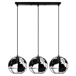 Idegu 3 lampes suspensions vintage industrielle lustre suspension en globe noir pour salon chambre cafe ...