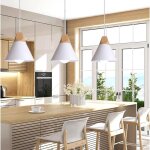 Idegu 3pcs moderne lustre industrielle salon blanlampe luminaire vintage en bois m�tal style nordique ...