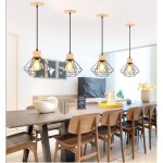 Idegu lot de 4 retro suspension luminaire industrielle noirlustre vintage en m�tal cage pour salon chambre ...