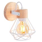 Idegu applique murale industrielle 16cm vintage lampe murale interieur en bois fer r�tro r�glable blanc ...