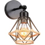 Idegu applique murale int�rieur industriel 16cm lustre plafonnier e27 en m�tal design cage noir r�glable ...