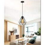 Idegu lampe suspension industrielle noirlustre plafonnier en fer forge en cage diamant vinatge pour salon ...