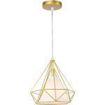 Idegu lampe suspension luminaire vintage en diamant cage or lustre plafonnier industrielle en m�tal pour ...