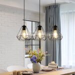 Idegu suspension industrielle vintage cage dimant lampe de plafond barre 3 luminaire m�tal lustre abat ...
