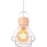 Idegu suspension luminaire industrielle 16cm vintage lustre suspension en fer et bois r�tro cage design ...