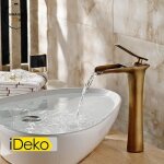 Ideko� robinet mitigeur lavabo cascade vasque salle de bain haut cuivre