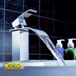 Ideko� robinet mitigeur de lavabo laiton cascade finition chrom�e c�ramique avec flexible