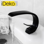Ideko� robinet mitigeur lavabo luxe moderne en c�ramique salle de bain finition noir