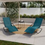 Idmarket lot de 2 chaises longues - transat de jardin � bascule malawi gris anthracite et toile bleu ...