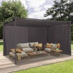 Idmarket lot de 2 rideaux pour pergola 3 et 4 m gris panneaux muraux avec fermeture �clair