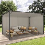 Idmarket lot de 2 rideaux pour pergola taupe 3 et 4 m panneaux muraux avec fermeture �clair