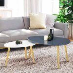 Idmarket lot de 2 tables basses gigognes gaia laqu�es blanc gris scandinave