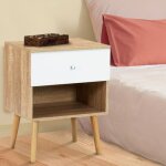 Idmarket lot de 2 tables de chevet emmie scandinaves 1 tiroir avec niche h�tre et blanc