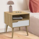 Idmarket lot de 2 tables de chevet helsinki scandinaves 1 tiroir avec niche effet h�tre et blanc